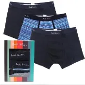【Paul Smith】PAUL SMITH 男仕低腰平口內褲三件裝 海軍藍/藍色條紋S