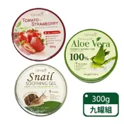【韓國TOP FACE】100%保濕修護凝膠(蘆薈/蝸牛/番茄草莓)；九罐組