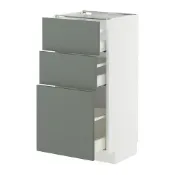【IKEA 宜家家居】METOD/MAXIMERA 底櫃附3抽屜, 白色/nickebo 無光澤灰綠色, 40x37x80 公分