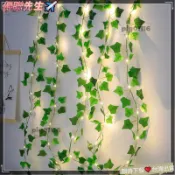 免運🔥桃園出貨2m 假綠葉常春藤花藤條帶 3m LED 燈串家庭婚房裝飾懸掛人造植物Tzz