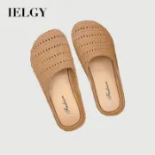IELGY 2026 時尚女鞋編織圖案 PVC 露趾平底防滑涼鞋