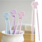 【小禮堂】HELLO KITTY  日本製 不沾手零食夾 塑膠 食物夾 餅乾夾 夾子 《粉》 凱蒂貓