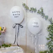 台灣現貨 🍰HAPPY BIRTHDAY TO YOU 10吋乳膠氣球 生日快樂氣球 白色氣球 生日佈置 森林系 印花氣