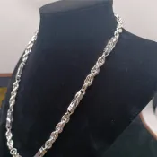 林生生珠寶 現貨 純銀999男生項鍊 白銀麻花六角管項鍊 超粗 精品精工不打結 男士無吊墜項鍊