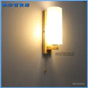 可開發票日式木藝壁燈墻上走廊臥室床頭燈玄關客廳新款拉繩開關LED燈具 和木壁燈 日式壁燈 北歐風壁燈 原木壁燈 木藝壁燈