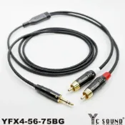 (店+)【YC Sound】高級線材 編織網 發燒線 RCA轉3.5mm RCA音源線 RCA 對 3.5mm音頻線 AV轉3.5mm RCA梅花紅白線 音響訊號線 擴大機 音箱喇叭音源線 紅白線轉3.5mm AUX 梅花頭 紅白線