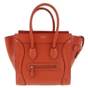 【DOKODEMO】二手CELINE Luggage Micro 小牛皮手提包，義大利製造，紅色，A5 尺寸拉鍊，女士款