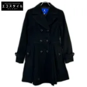【DOKODEMO】Blue Label Crestbridge 55A31-455-09 黑色雙排扣絲絨風衣，38 碼 [二手]