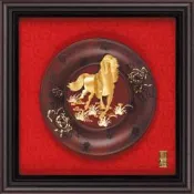 雅鑑鑫品金箔畫圓盤系列(小)【馬到成功】...23x23cm
