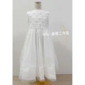 👗 Milu·童禮工作室 (100-150) 全白畢業洋裝 女童禮服 白紗公主裙 幼兒園畢業表演 花童洋裝