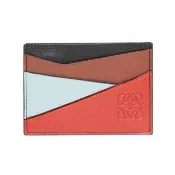 【LOEWE 羅威】PUZZLE 紅藍咖黑色 經典LOGO 小牛皮 拼圖 扁平卡夾(13430AB197072)