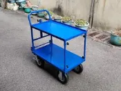 【台中-宏東輪車行】(F-401)鐵製/1.5尺*2.5尺/小型四輪手推車(雙層款+可拆式設計)可當活動攤車使用