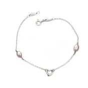 Tiffany&Co. 蒂芙尼 鏤空迷你愛心+珍珠純銀手鍊(展示品)