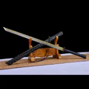 廠家批發[龍泉劍莊]刀劍 性能高錳鋼紋鋼烤藍 中式傳統繡春刀一體長刀