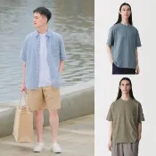  【MUJI 無印良品】男水洗天竺寬版圓領短袖T恤(白色/灰色/黑色/煙燻綠/煙燻藍/暗藍)