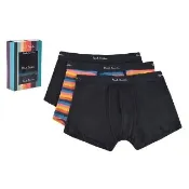 【Paul Smith】PAUL SMITH經典簽名LOGO棉質平角內褲三件盒裝(男款/黑x多色粗條紋)