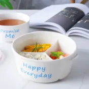 協貿國際日用品生活6館 陶瓷飯盒圓形分格密封微波爐二三格分隔餐碗上班族保鮮便當盒帶蓋