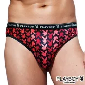 PLAYBOY  普普風絲光三角褲-單件(紅色)