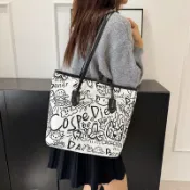 包包女新款大容量帆布包跨境塗鴉女托特包印花單肩包女bags UM有米家居