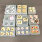 草莓kt禮物盒披薩狗骨頭矽膠模具 蛋糕裝飾巧克力烘焙模具 DIY手作捏捏/香薰蠟燭手工皁多功能矽膠模具 創意手工滴膠模具