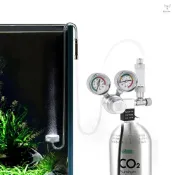 Toyutw)12v 輸出電壓水族箱 CO2 調節器 CO2 壓力調節器帶電磁閥大型雙壓力表氣泡計數器和止回閥用於 CO