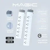 (店+)【MAGIC】6開6插/8開8插 防雷擊延長線 突波保護 BSMI 安全檢驗 1.8m/2.7m/4.5m