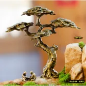 🍁（銅合金）迷你仿真 松樹 迎客松 百年松柏 真柏 羅漢松 迎賓松 生態盆栽 花盆 魚缸 微景觀 靜物 造景 隨草憶境