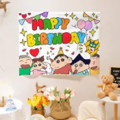 生日掛布 生日背景布 生日佈置 兒童卡通生日背景布場景佈置男孩女孩生日掛布生日快樂派對牆布海 生日布幕 背景掛布