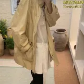 【精選】現2024秋季新款韓國東大門th*Bar*net寬鬆連帽抽繩收腰風衣外套女