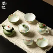 文人茶具 手繪茶具 功夫茶具 家用茶壺 蓋碗 主人杯 茶杯 小青柑 花嶼 仿古陶瓷 高足茶杯 手工茶具 品茗杯 泡茶碗