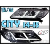 》傑暘國際車身部品《HONDA CITY 14 15 16 2014 2015 年黑框 雙L導光 魚眼 R8 大燈 實車