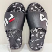 FILA MARK 男女款 黑色 迷彩 厚底 彈性 拖鞋 4-S351A-001