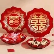 🛸好買先生｜心頭喜花邊款結婚果盤 結婚囍盤 托盤 婚禮用品 婚慶 喜盤 喜糖盤 喜字結婚果盤 客廳 茶几擺飾 喜慶用品