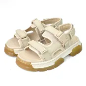 Dr.Martens 馬汀 FORSTER II 側邊T字寬織帶厚底運動涼鞋 米白 魔鬼氈夏季馬丁休閒鞋42857200