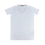  BURBERRY戰馬LOGO V領設計兩色滾邊純棉短袖T恤(女款/白)