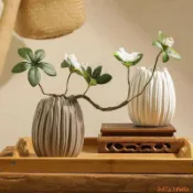 推薦 北歐風花瓶 造型花瓶 花瓶花插 插花瓶 花瓶 乾燥花瓶 盆栽日式禪意殻形陶瓷花瓶杜鵑花套裝創@b47g34w6n_