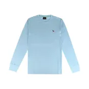 Paul Smith 白字簽名LOGO繽紛小斑馬布標貼棉質長袖T恤(淺藍/男款)