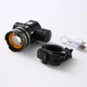 喜挖2店 腳踏車T6前燈鋁合金聚焦前照燈USB充電強光手電360度可旋轉騎行燈