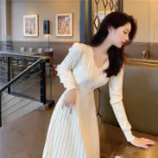 特價出清氣質女神毛衣裙秋冬內搭法式赫本風收腰針織連衣裙女打底長款裙子嚴選 秋冬女裝 外套 長裙 套裝 女裝 冬天女裝