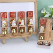 [招財進寶] 多巴胺 風鈴 招財 冰箱貼 門鈴 榮森文創木質招財貓冰箱貼金屬風鈴冰箱貼裝飾品創意冰箱貼禮品 F9WK