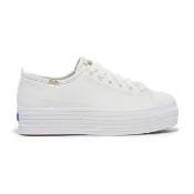 【Keds】TRIPLE UP LEATHER 小心機厚底皮革綁帶休閒小白鞋 (9193W132811)