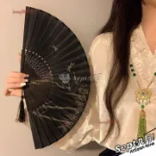 【夏天必備】中國風折疊小扇子 古風漢服舞蹈隨身攜帶 水墨折扇 新中式竹扇子 漢服扇 舞蹈扇 隨身扇 水墨扇 竹扇 古風扇