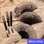 🌂More shop中國風折疊小扇子隨身攜帶古風漢服古裝舞蹈新中式夏天黑色竹扇女 竹扇515