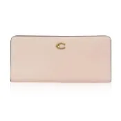 【COACH】Essential Slim 金屬C字LOGO按釦式12卡對開皮夾 長夾 (裸粉色)