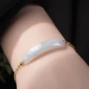 冰種翡翠無事牌手鍊 14K包金 | 天然緬甸玉A貨翡翠 | 送禮