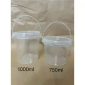 🪣台灣廠商批發零售🥡《750ml、1000ml圓提桶》食品級優格桶 奶酪桶 仙草桶 豆花桶 配料桶 零食分裝