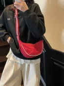 喜挖2店 高級質感帆布包包女2025新款小眾設計斜背布袋休閒秋冬通勤餃子包