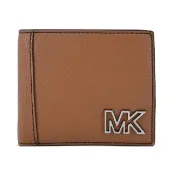 【Michael Kors】COOPER牛皮簍空LOGO男款零錢袋短夾(棕)