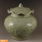 Posilap 球球國際購 宋龍泉窯開片青瓷浮雕龍馬紋蓋罐老瓷罐大罐古玩古董收藏仿古擺件  露天市集  全台最大的網路購