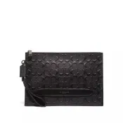 COACH Pouch30 浮雕老花拉鍊開合無肩帶 皮革 男款大號公文手提包 75914~【 菲尼斯 國際精品 ★初秋極享】